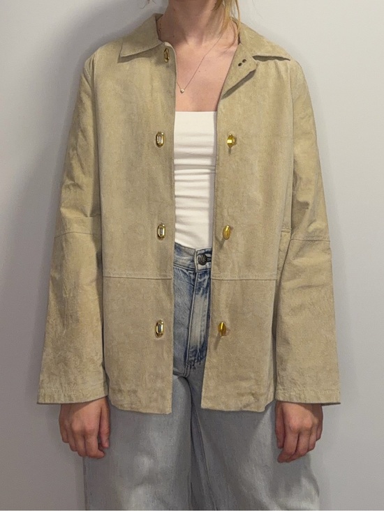Danier Jackets & Blazers - Vintage Danier Beige Suede Jacket with Gold-Tone Buttons